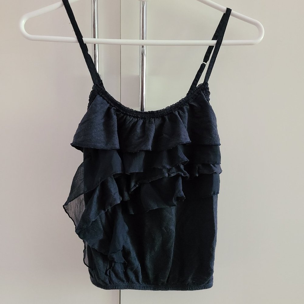 A&F Navy blue ruffle tank